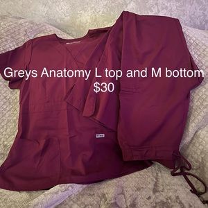 Maroon greys anatomy scrub set